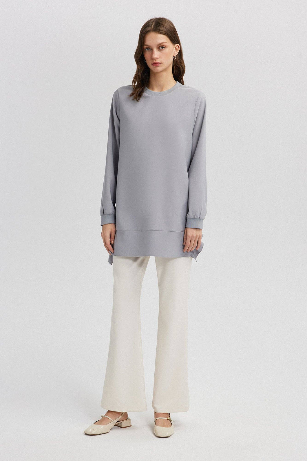 RUFFLED CREPE TUNIC