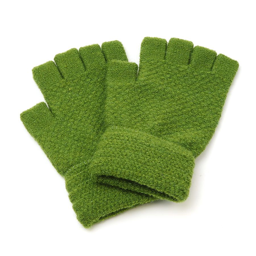 Lime green fingerless gloves