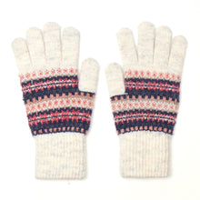 Load image into Gallery viewer, Cream and coral mix fair isle gloves
