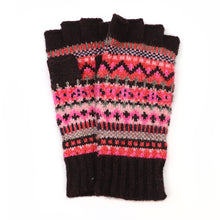 Load image into Gallery viewer, Recycled blend red mix Fair isle wrist warmers
