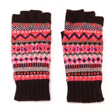 Load image into Gallery viewer, Recycled blend red mix Fair isle wrist warmers
