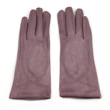 Load image into Gallery viewer, Mauve faux suede stitch detail gloves
