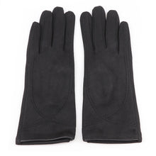 Load image into Gallery viewer, Black faux suede stitch detail gloves
