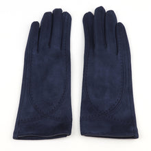 Load image into Gallery viewer, Navy faux suede stitch detail gloves
