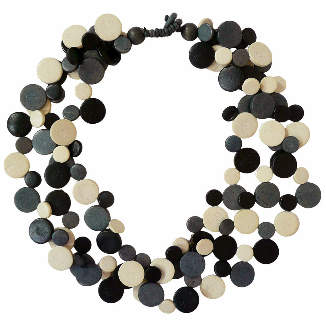 Strand Cascade Necklace - Black & White
