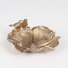 Load image into Gallery viewer, Brass Bird Jewellery Dish Vintage Style Flower Trinket Bowl
