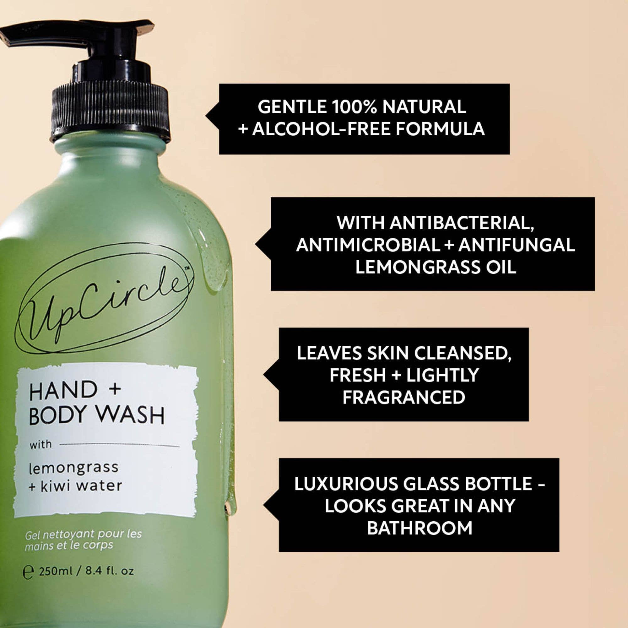 Upcircle I 100% Natural Vegan Soap - Hand + Body Wash with Lemongrass