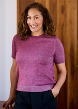 Load image into Gallery viewer, Cashmere Like Lurex Short Sleeve Crew Neck Jumper

