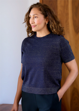 Load image into Gallery viewer, Cashmere Like Lurex Short Sleeve Crew Neck Jumper
