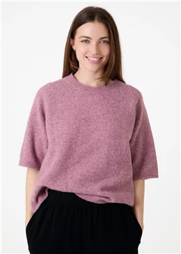 Soft Tweed Short Sleeve Raglan Jumper