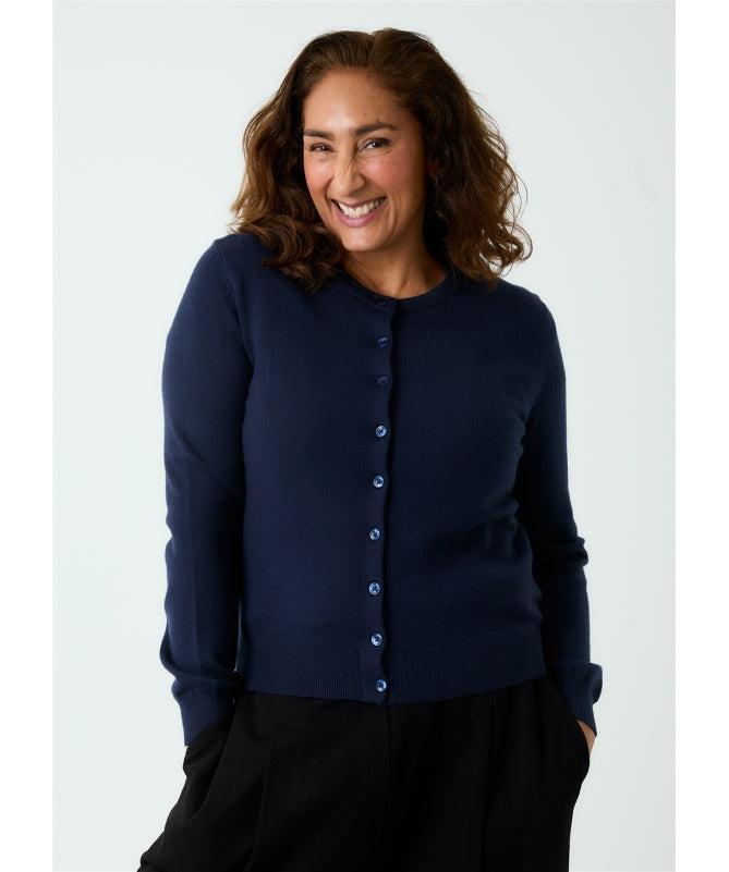 Cashmere Like Crew Neck Crop Cardi