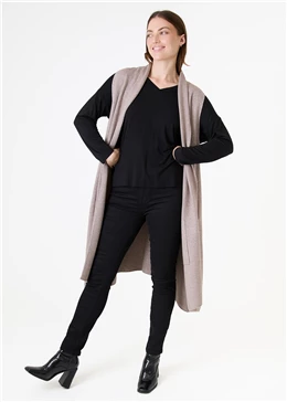 Cashmere Like Double knit Roll Collar Gilet