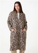 Load image into Gallery viewer, Leopard Jacquard Roll Collar Coatigan
