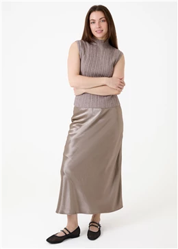 A-Line Bias Cut Satin Skirt