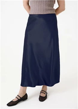 A-Line Bias Cut Satin Skirt