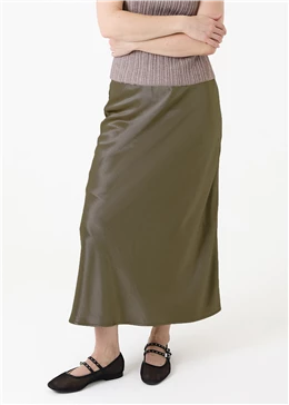 A-Line Bias Cut Satin Skirt
