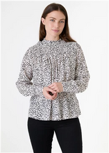 Load image into Gallery viewer, Mixed Ditsy Spot High Neck Shirred Blouse
