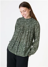 Load image into Gallery viewer, Mixed Ditsy Spot High Neck Shirred Blouse
