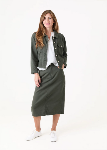 Cotton Twill Boxy Collar Jacket