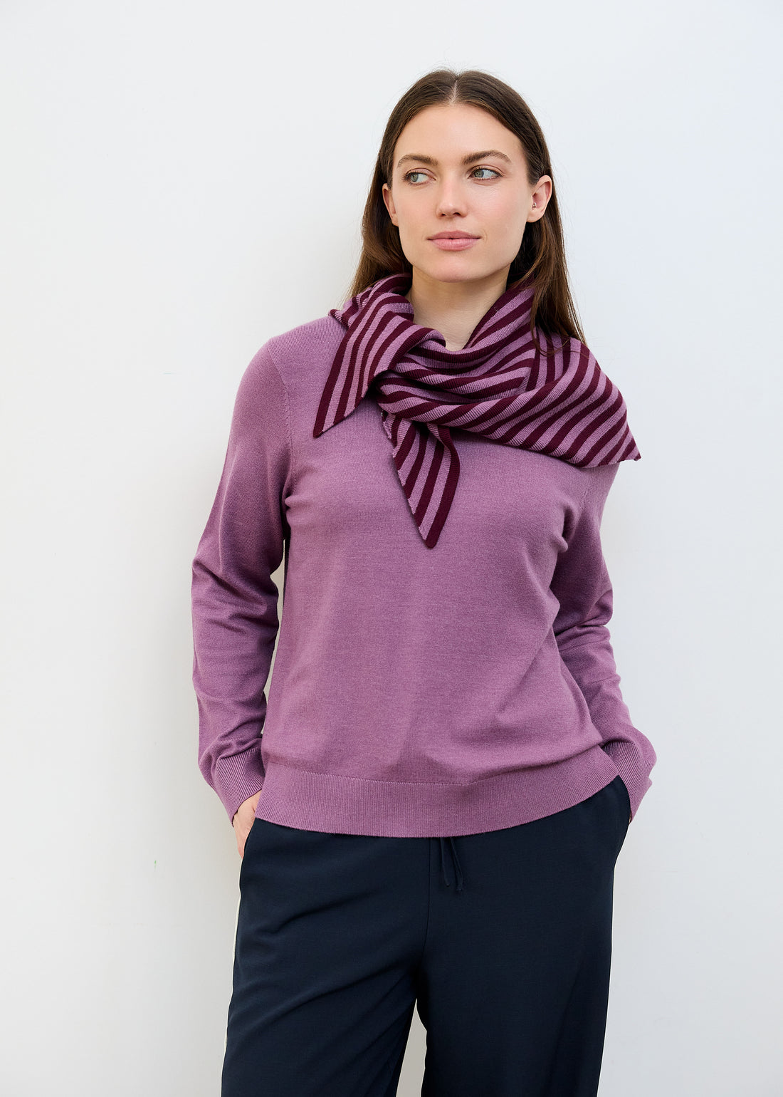 Cashmere Like Stripe Triangle Scarf