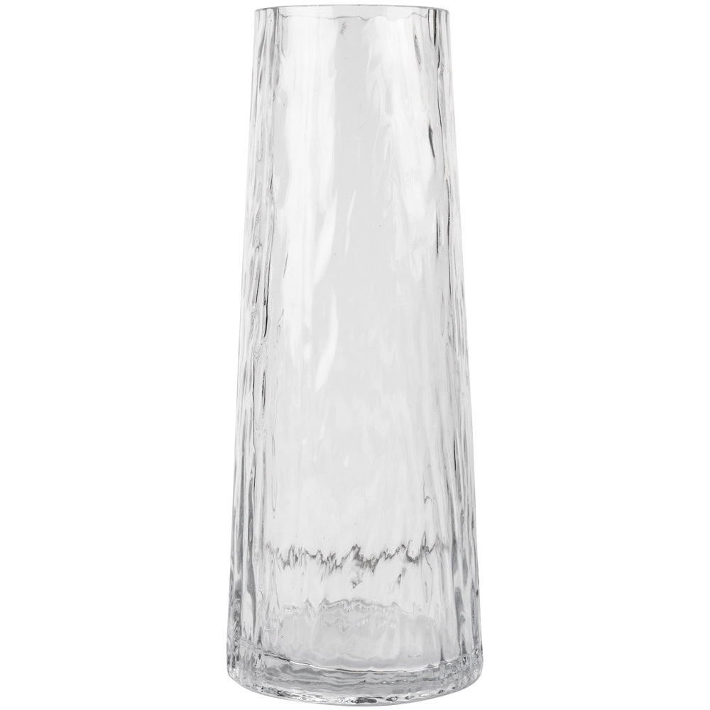 Glass Vase Clear Ripple Short