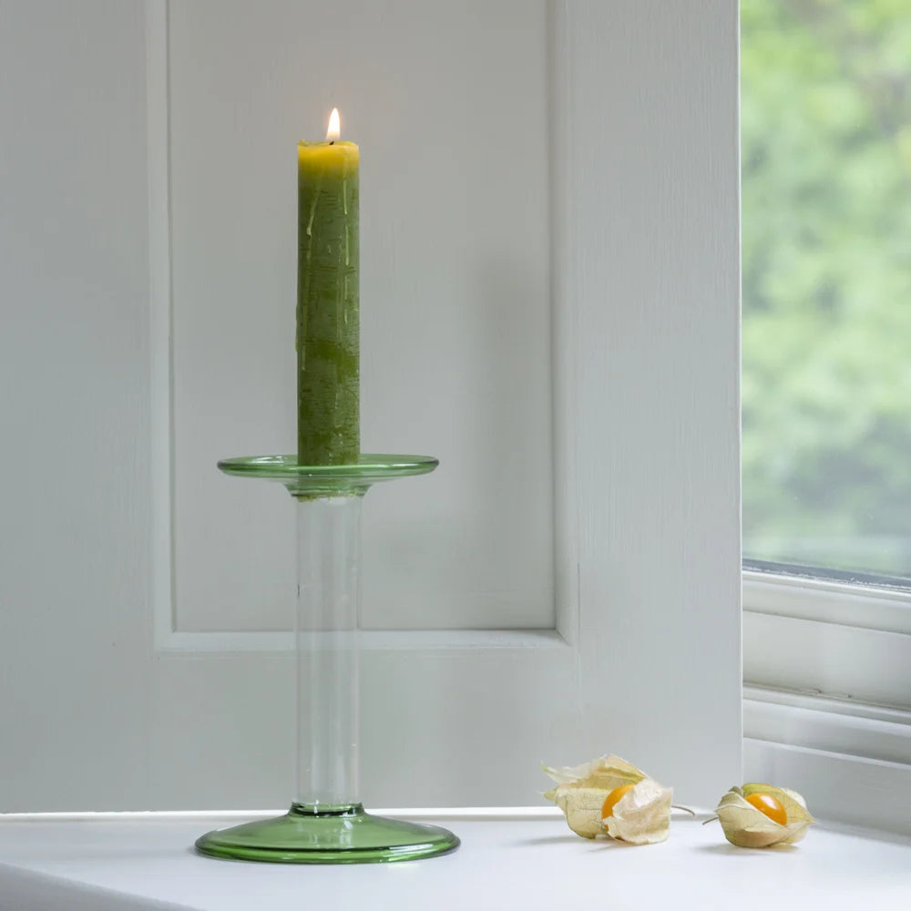 Glass Candle Holder Fern Medium