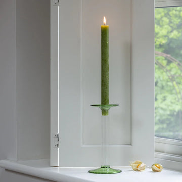 Glass Candle Holder Fern Tall