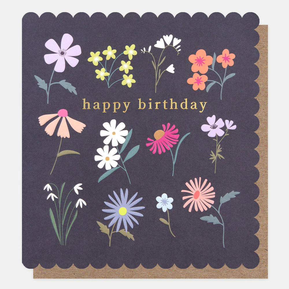 Colourful Florals Happy Birthday Card