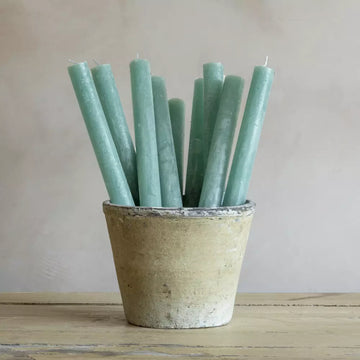 Rustic Dinner Candle Sea Green