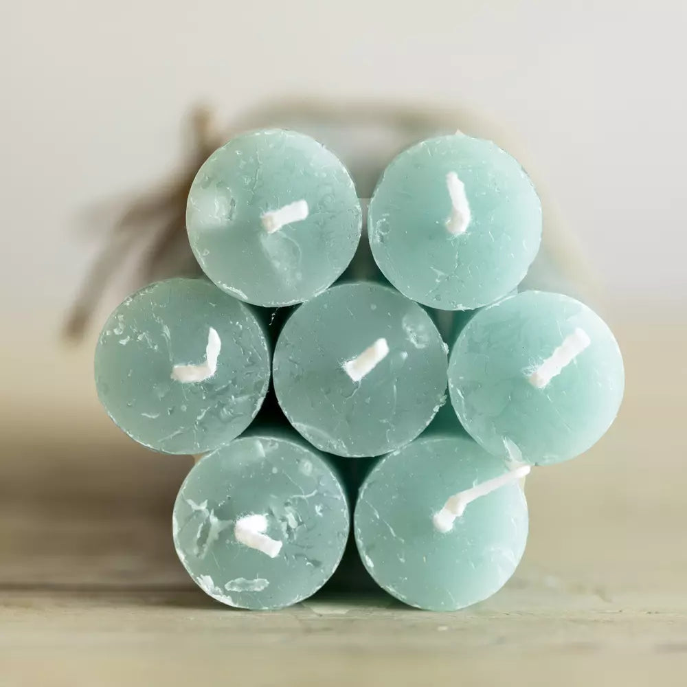 Rustic Dinner Candle Sea Green