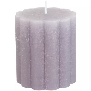 Rustic Scalloped Pillar Candle Light Grey 70x75mm