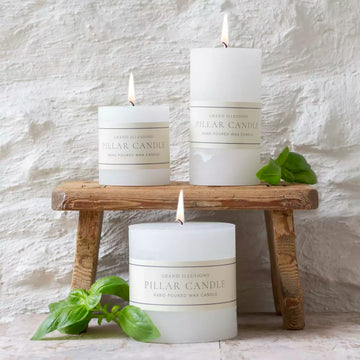 Rustic Pillar Candle White
