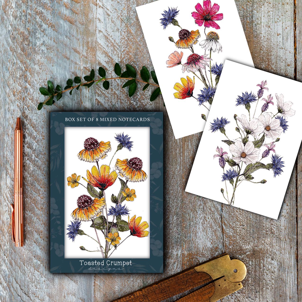 “The Regency Garden Collection Pretty Posies” Boxed Set of 8 Mixed Notecards