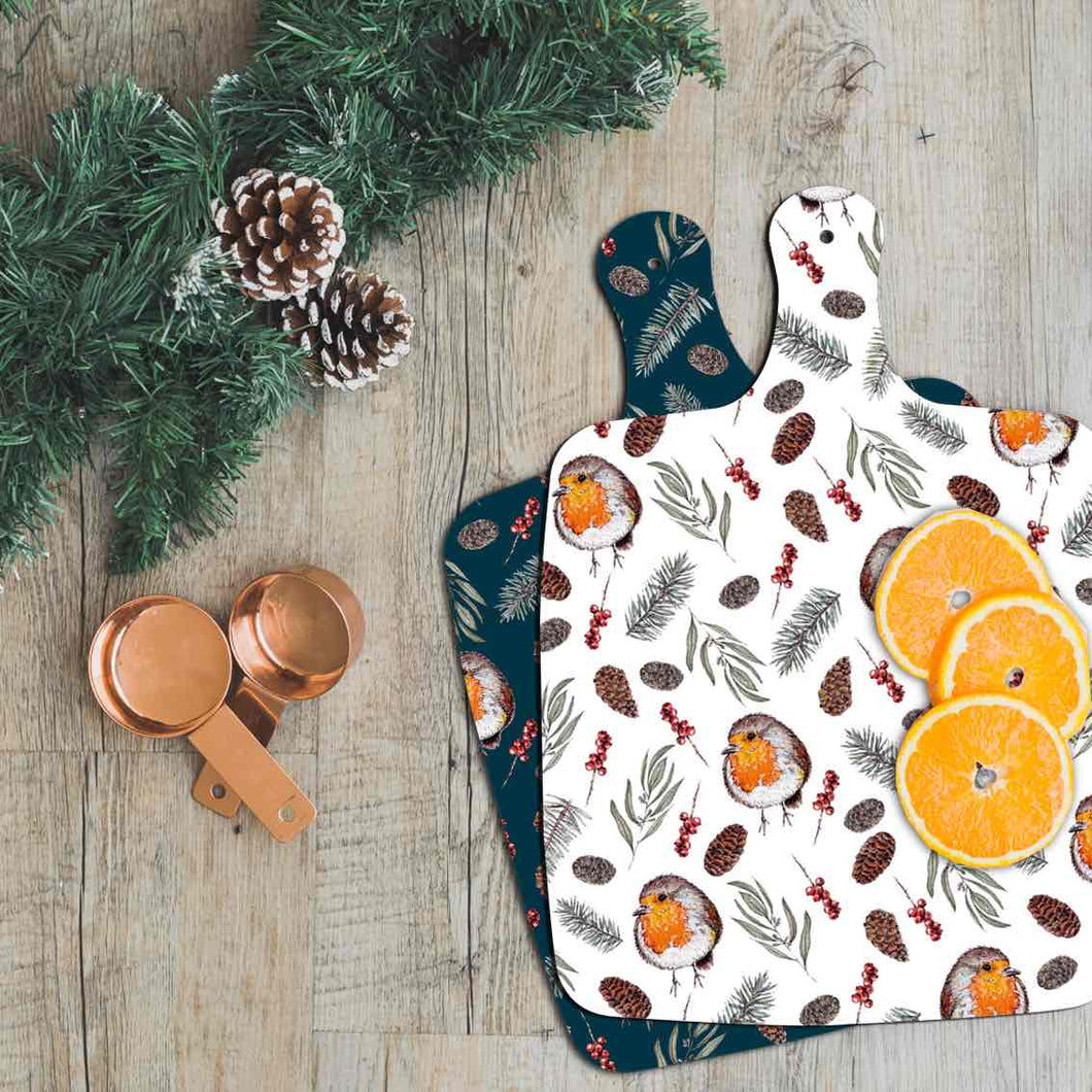 Winter Robin Large Double-Sided Chopping Board