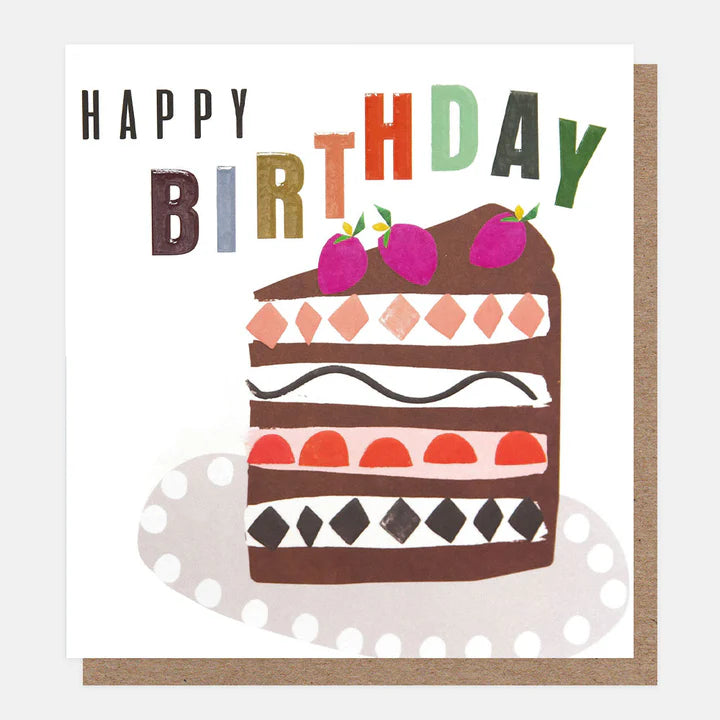 Chequered Cake Happy Birthday Card