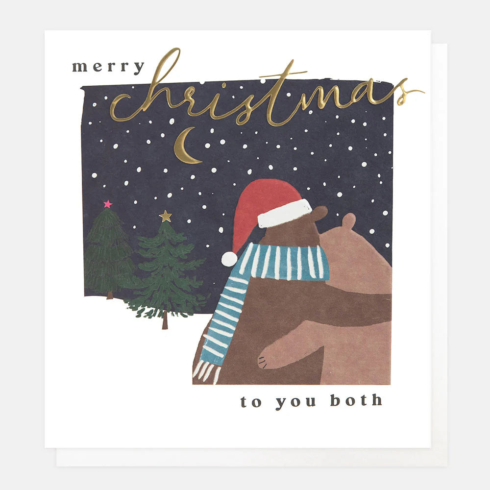 To You Both Bears Hugging Night Snow Scene