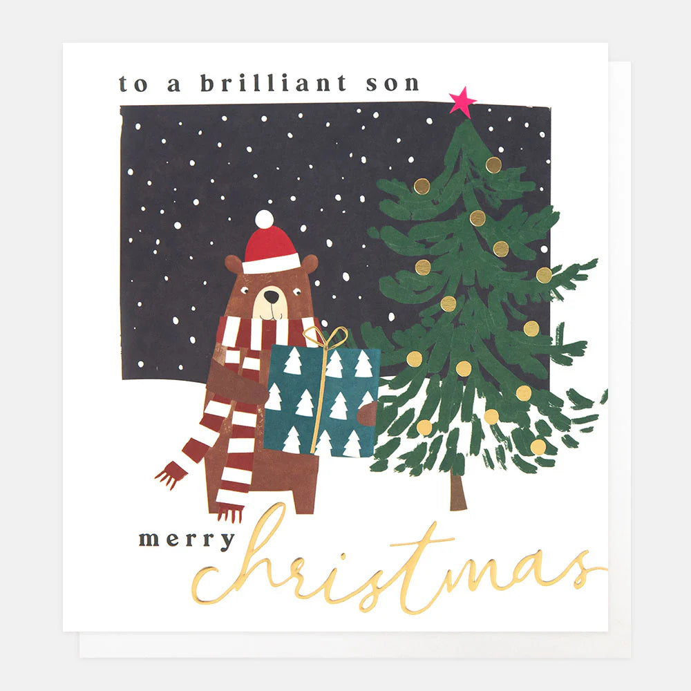 Bear & Tree Christmas Card For Son