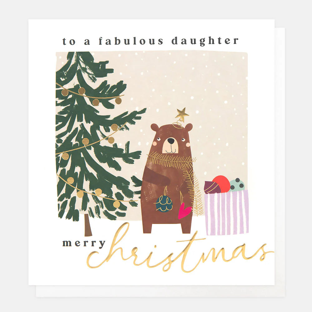 Fabulous Daughter Bear Decorating Tree Scene