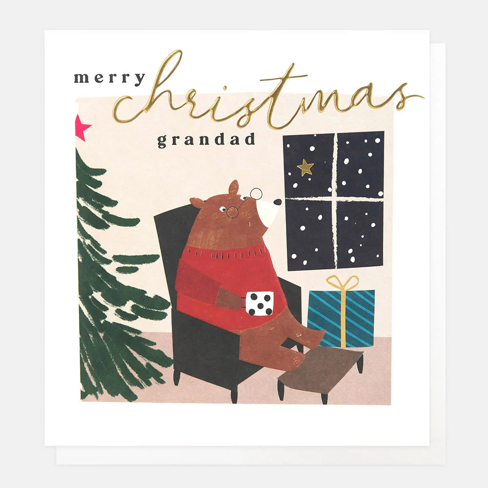 Sitting Bear Christmas Card For Grandad