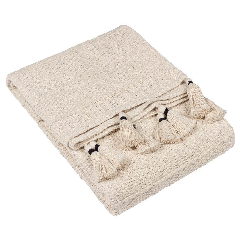 Caliche Woven Tasselled Throw Khaki