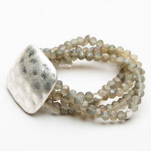 Load image into Gallery viewer, Matt beaded bracelet with square beaten decoration
