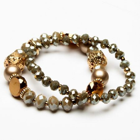 Twin strand crystal stretch bracelet