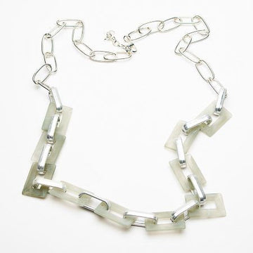 Long Metal & Resin link necklace