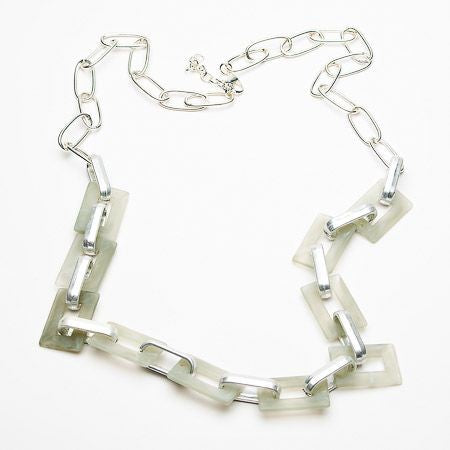Long Metal & Resin link necklace