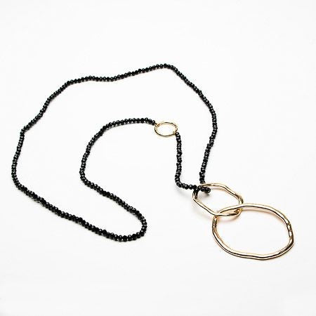 Long Crystal Necklace with twin circle pendant