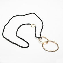 Load image into Gallery viewer, Long Crystal Necklace with twin circle pendant
