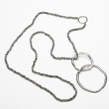 Load image into Gallery viewer, Long Crystal Necklace with twin circle pendant
