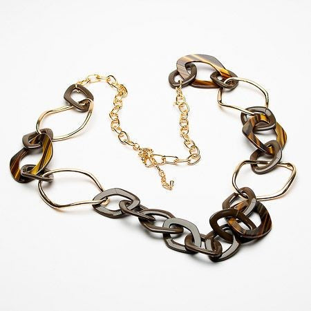 Long resin & Metal link necklace