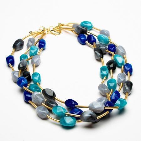 4 Strand mis shaped resin bead short necklace