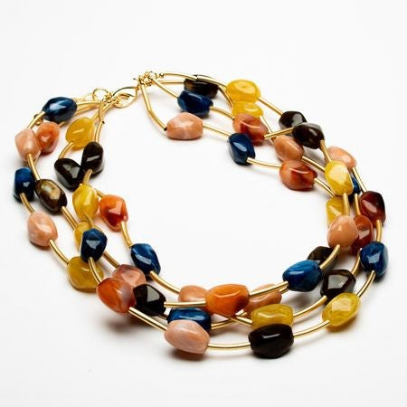 4 Strand mis shaped resin bead short necklace